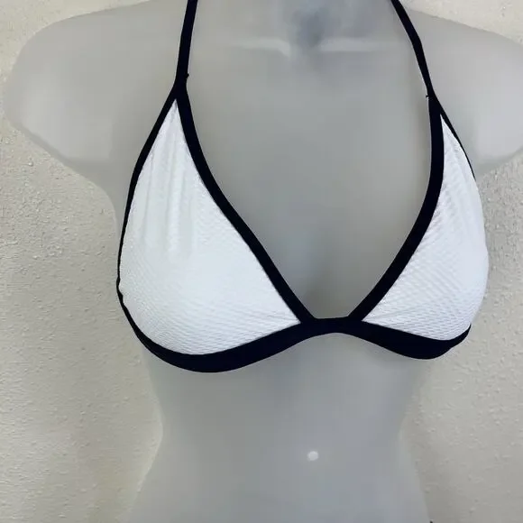 Anthropologie X Heidi Klein Bordered Bikini Womens S/M White Blue - Picture 5 of 9